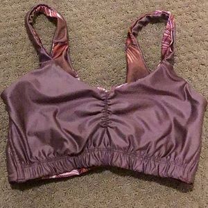 Sports Bra w/ Shimmery Criss Cross Back